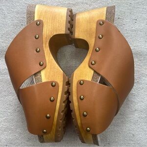 Urban Outfitters Ecote Leather Slip On Wood Clogs